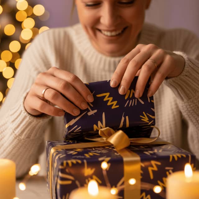 Illustration d'une liste Mes envies Noël partagée sur smartphone, avec des cadeaux réservés par les proches.