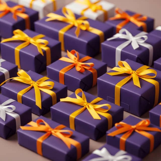 Sélection d'idées cadeaux à moins de 10 euros : bougie, carnet, chocolat artisanal et mini plante disposés sur une table en bois.