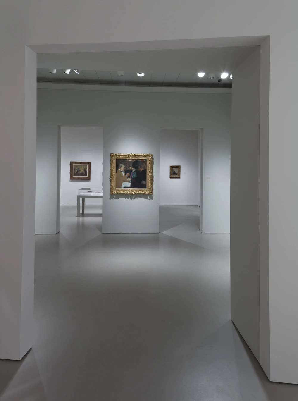 painting, gold frame, doorways, exhibition