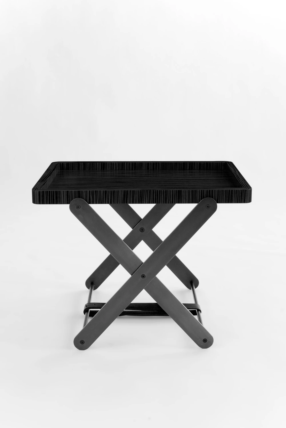 side table, ebony, metal