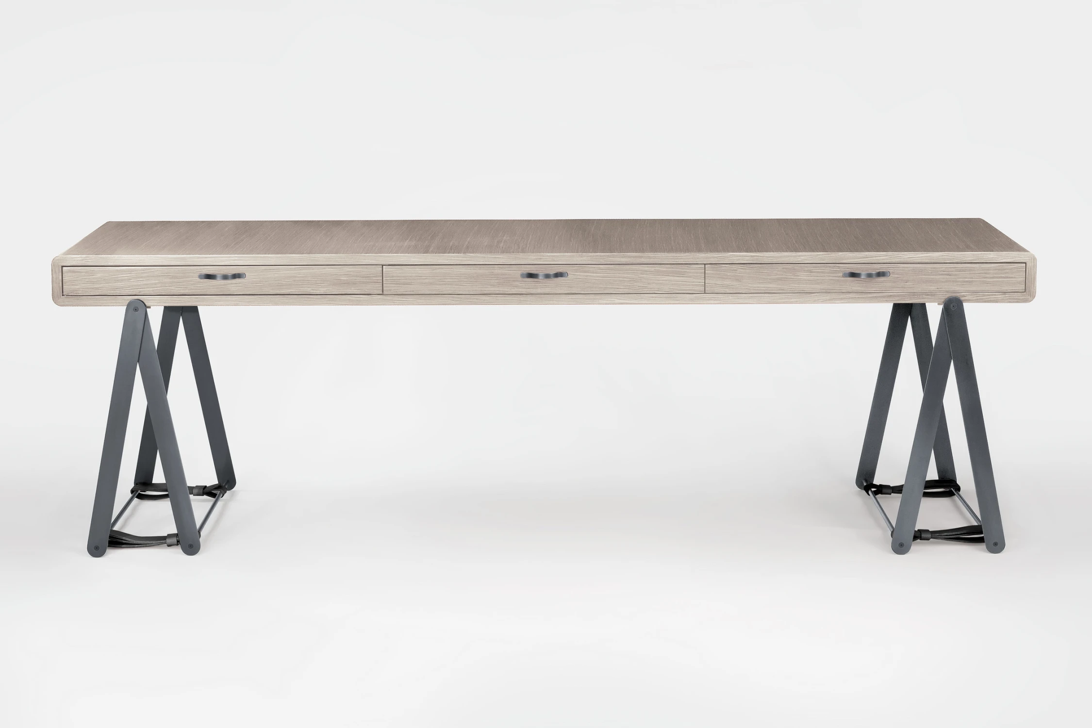desk, front, whitewashed oak, metal