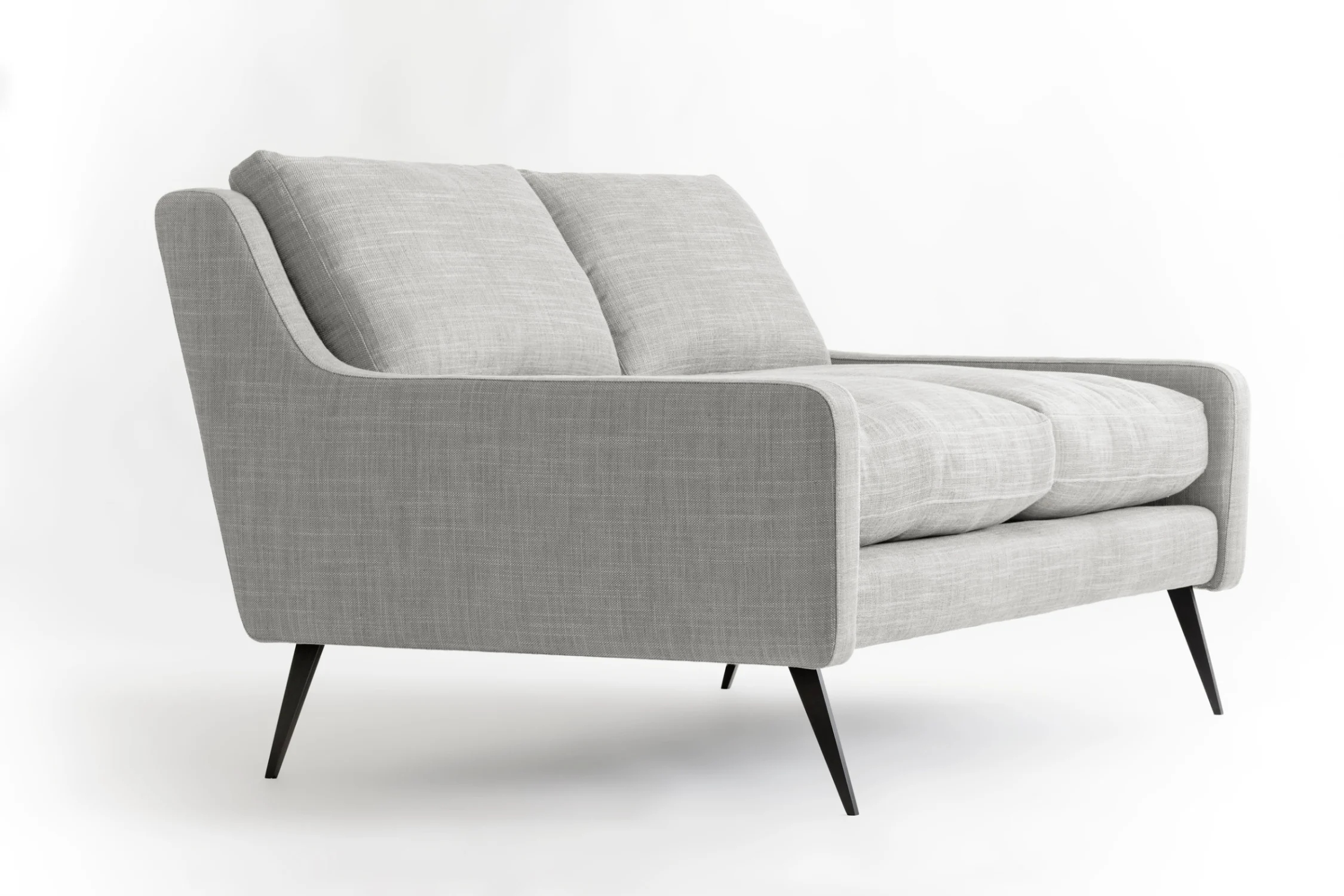 loveseat, fabric, couch, light gray