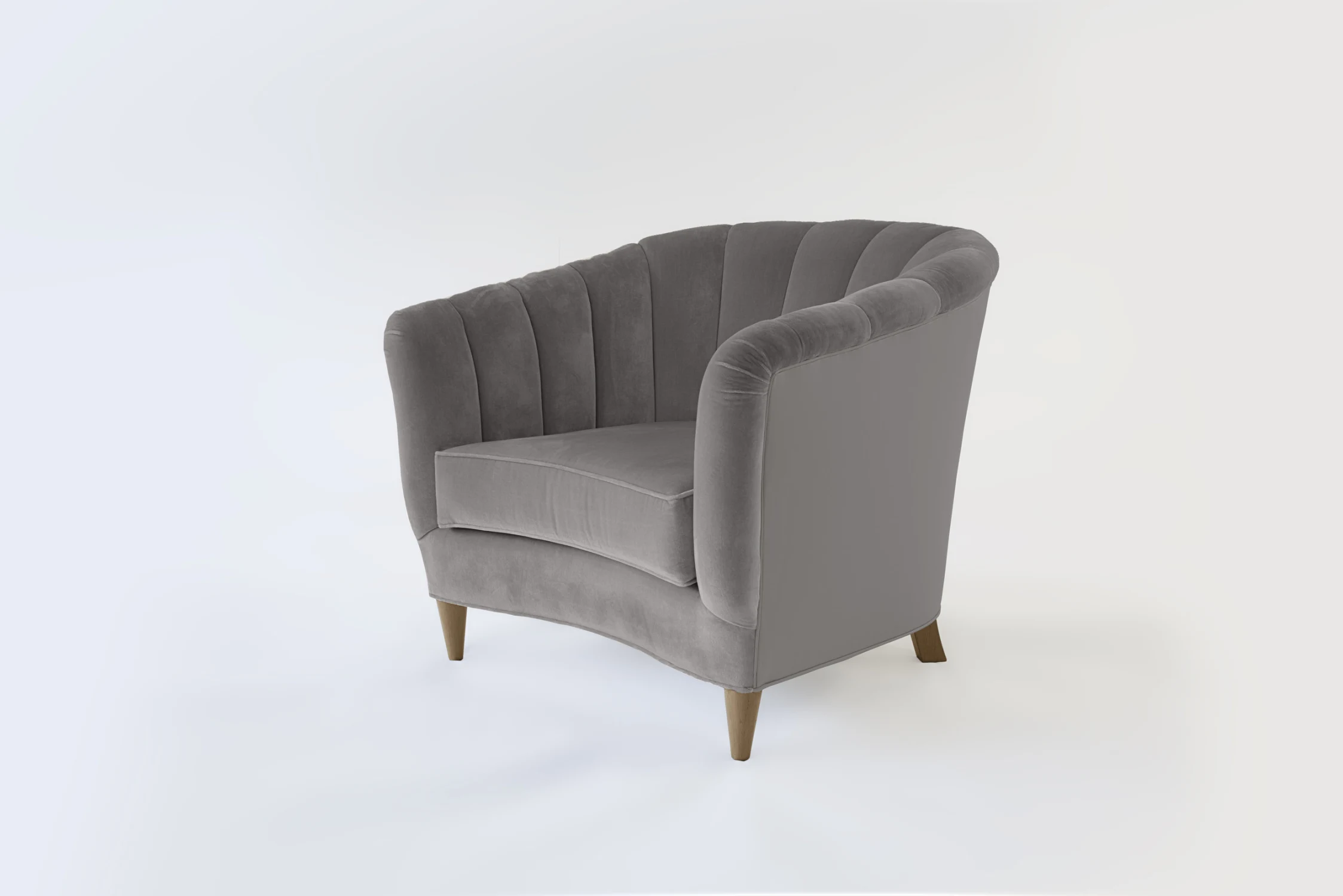 GRAY, VELVET, ARMCHAIR, WOOD