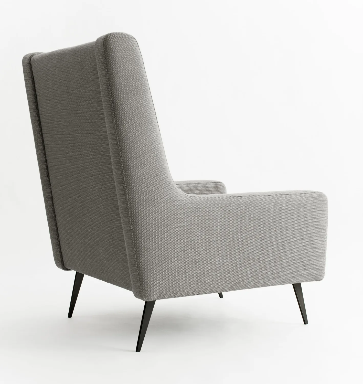 arm chair, cushion, fabric, grey, tall, back