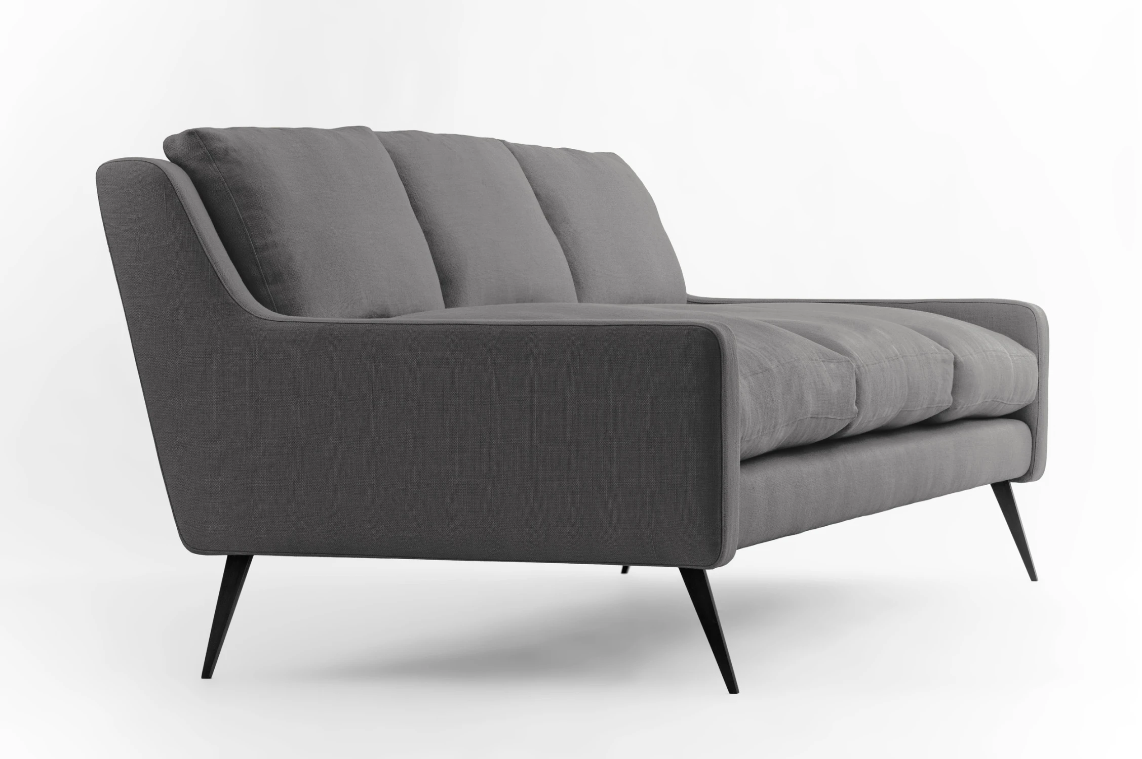 sofa, cushions, medium gray, fabric