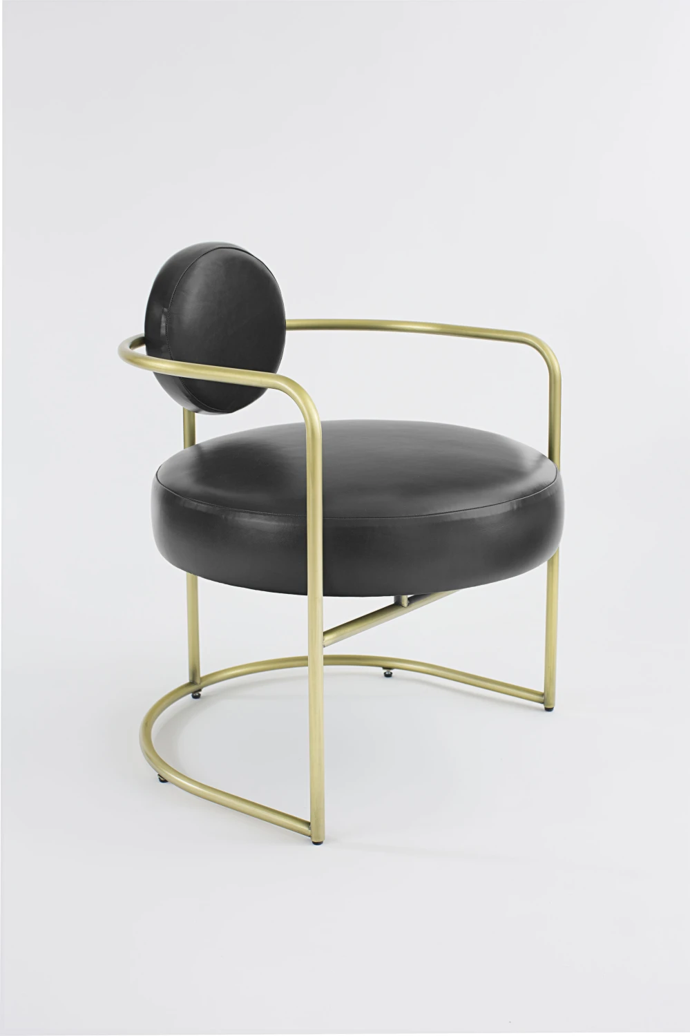 black, leather, gold, arm chair