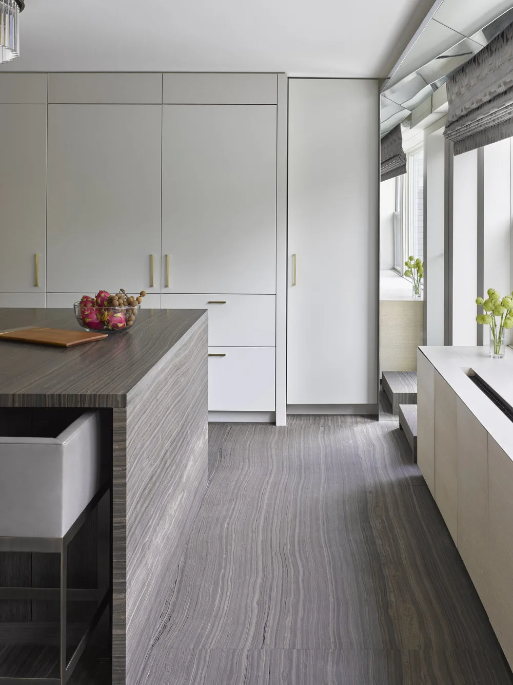 KITCHEN, counter, stools, cabinets