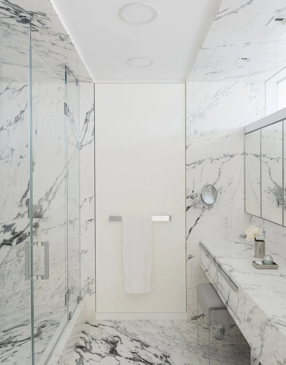 HER BATHROOM, marble, glass, shower