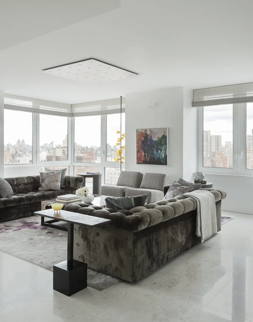 LIVING ROOM, windows, sofas, skyline