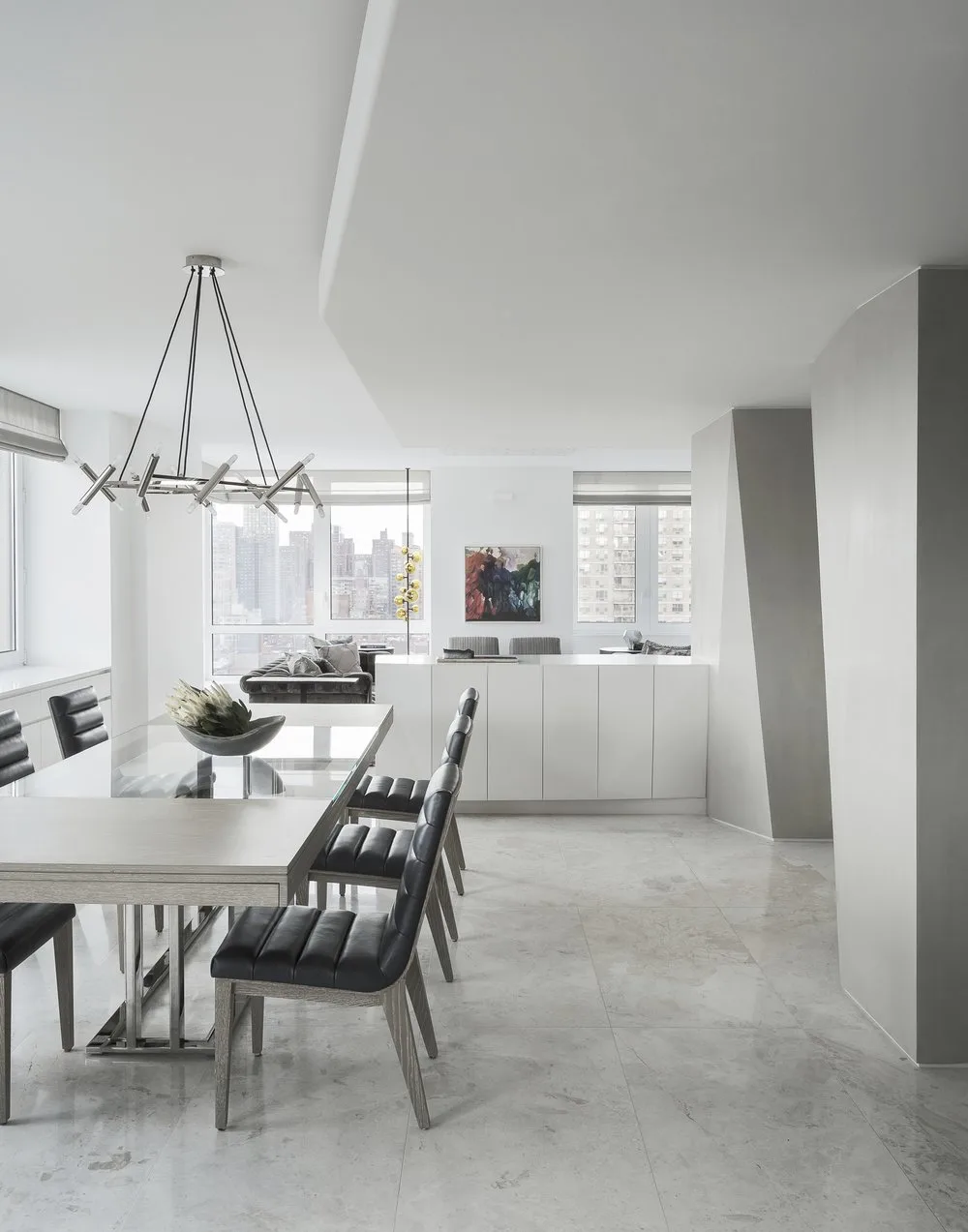 DINING ROOM, chandelier, dining table, marble flooring