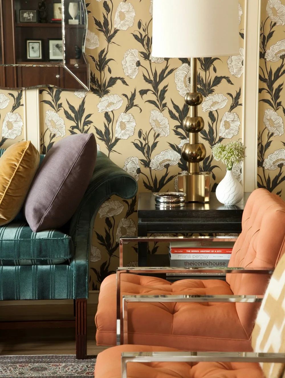 LIVING ROOM, armchairs, sofa, wallpaper