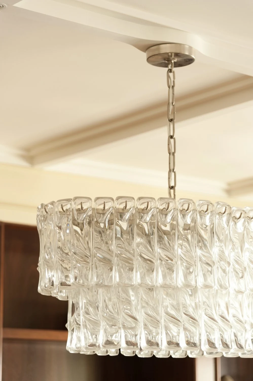 CHANDELIER, glass, ceiling panels