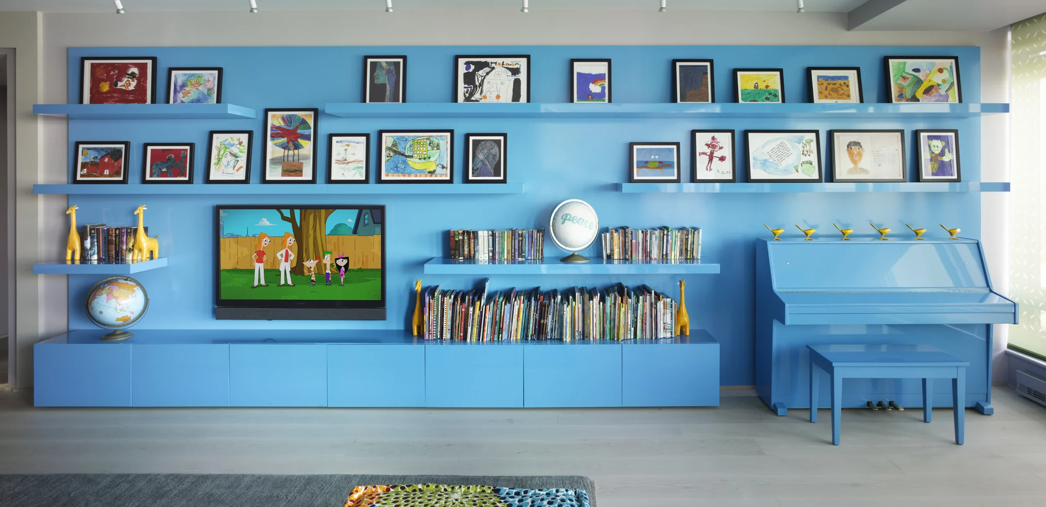MEDIA WALL, piano, blue, art