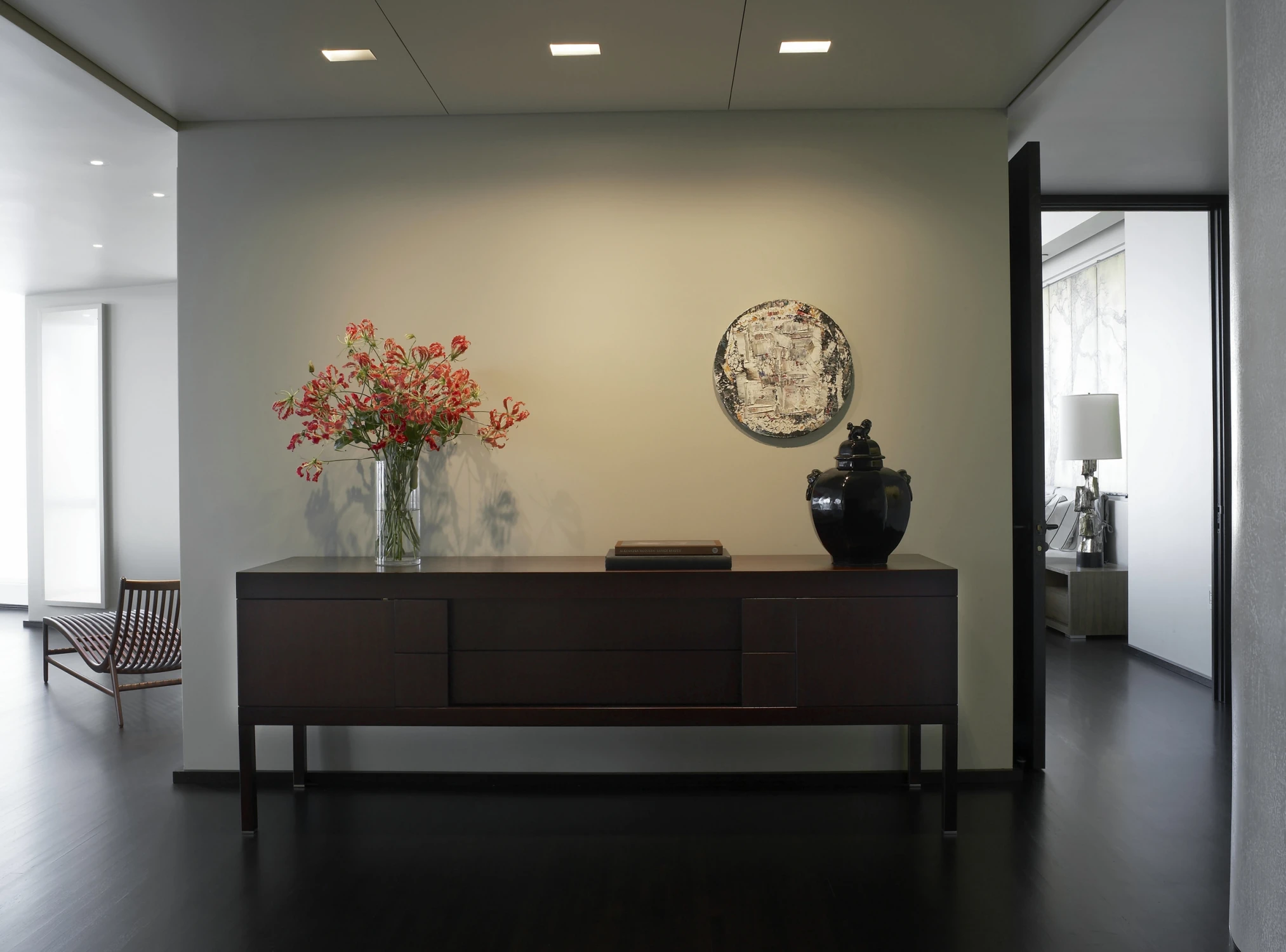 FOYER, side table, art