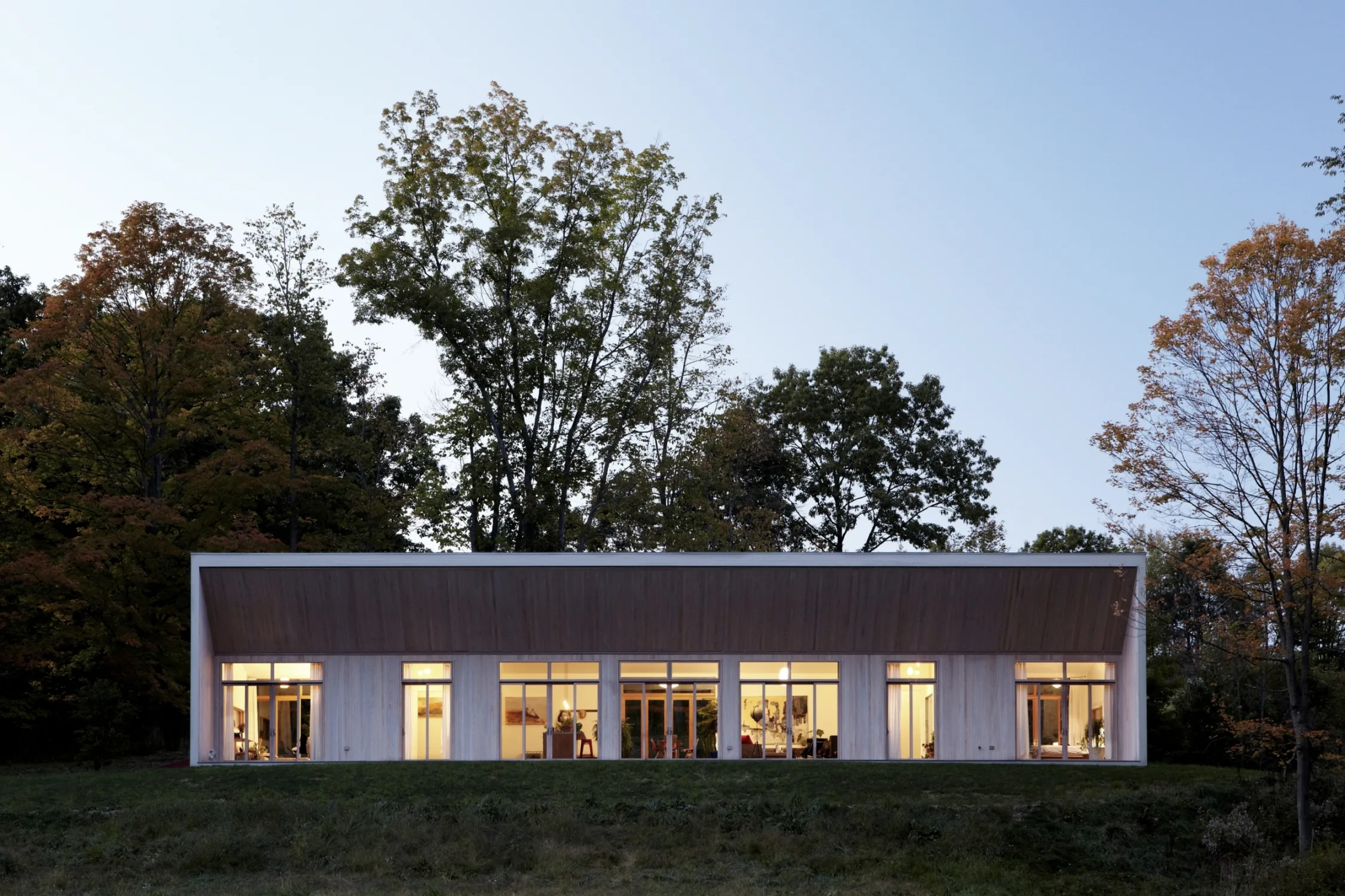 facade, exterior, sunset, trees