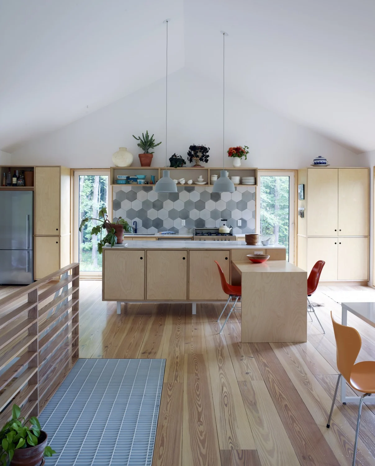 LOFT, kitchen, tile backsplash, island