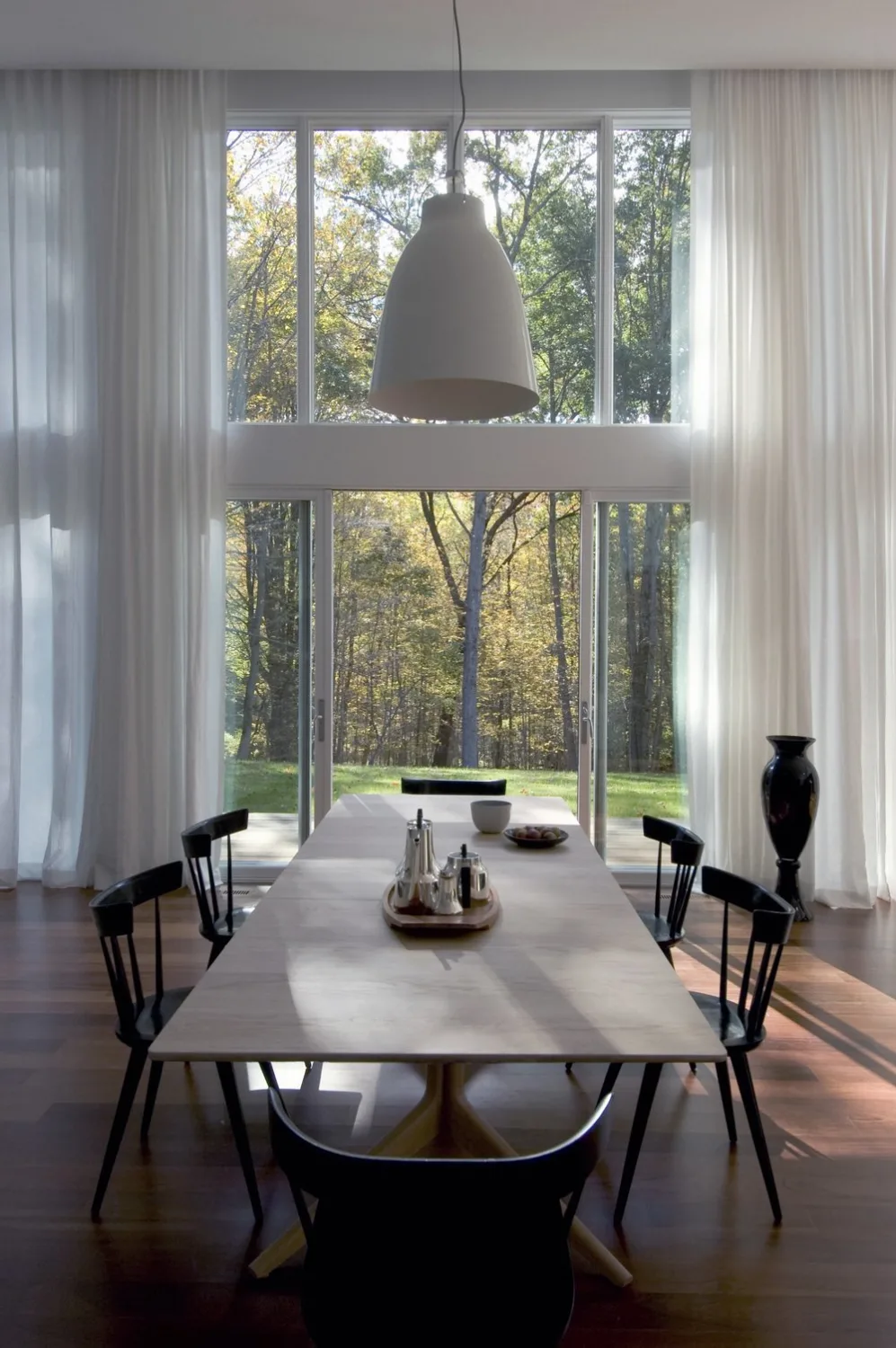 DINING, table, chandelier, windows, curtains