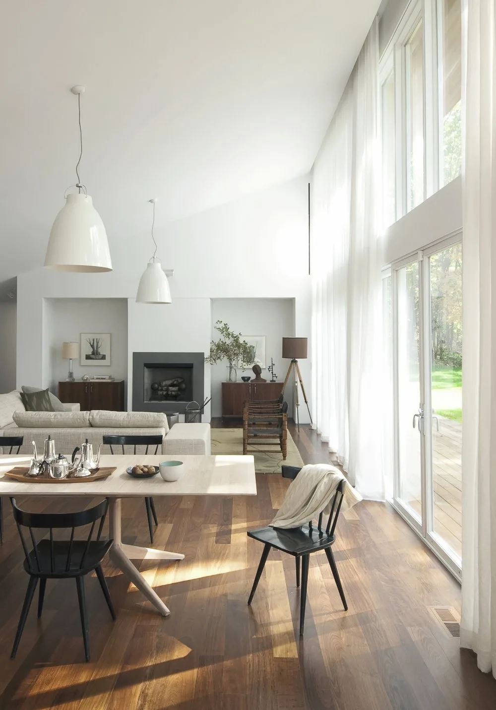 DINING, living room, fireplace, glass doors