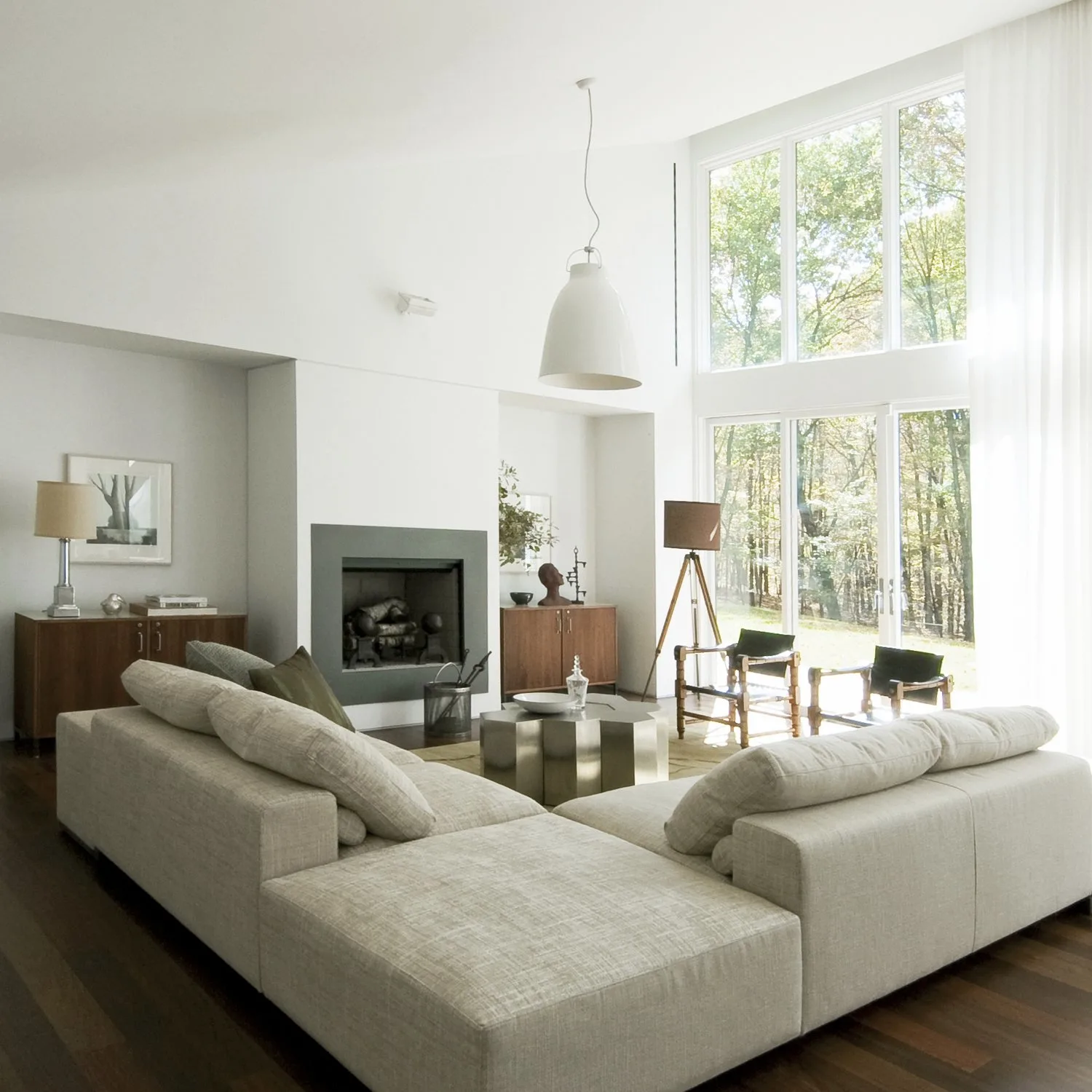 LIVING ROOM, sectional, sofa, fireplace, windows, sitting area