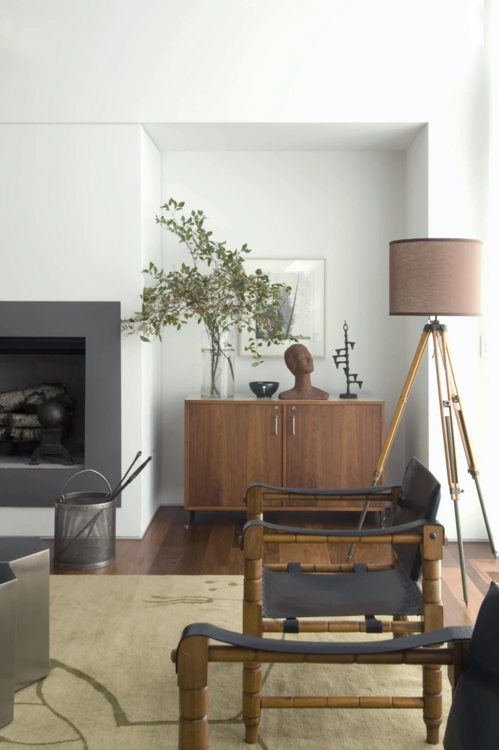 NICHE, credenza, chairs, living room, fireplace
