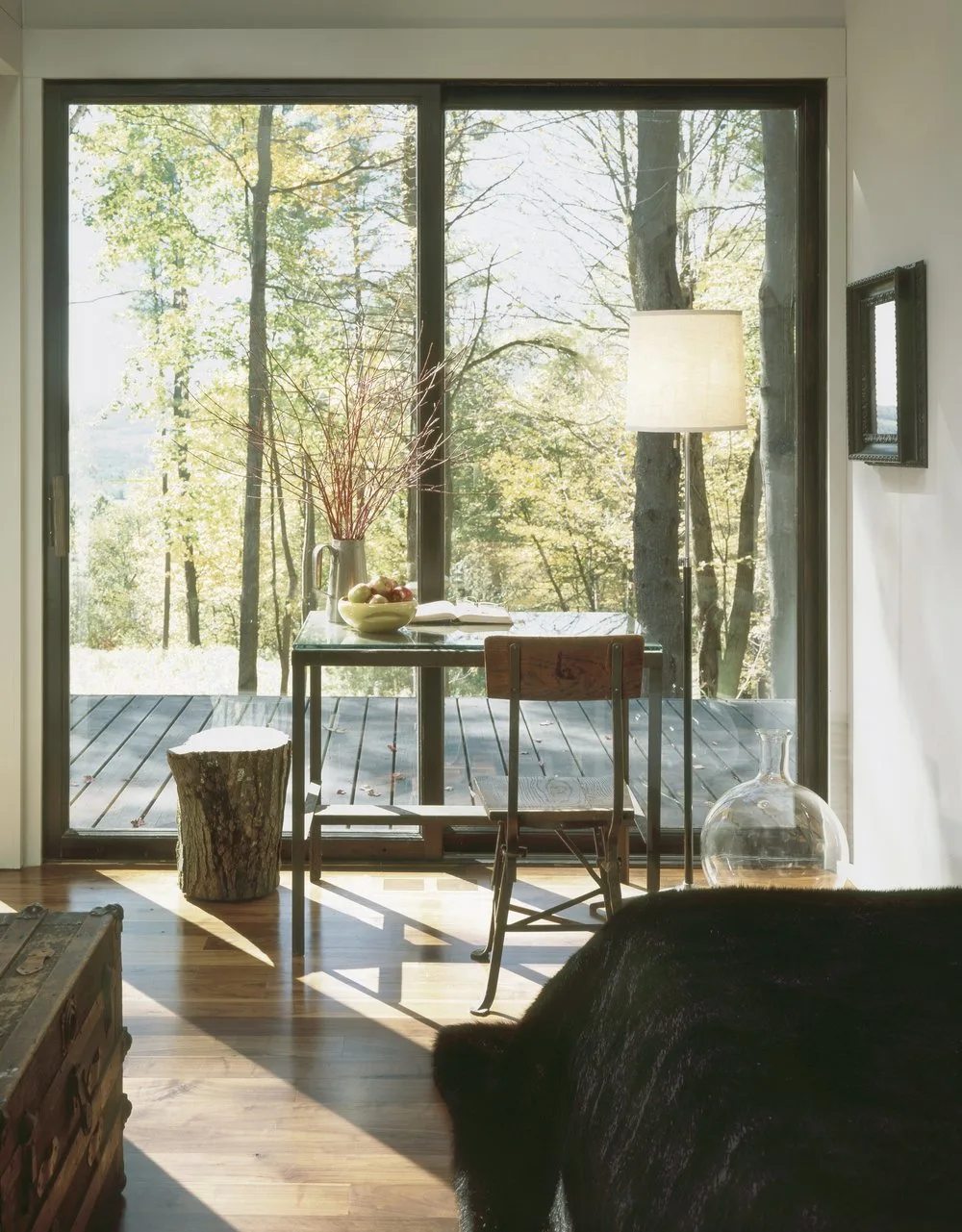 STUDY, desk, glass doors, wood chair