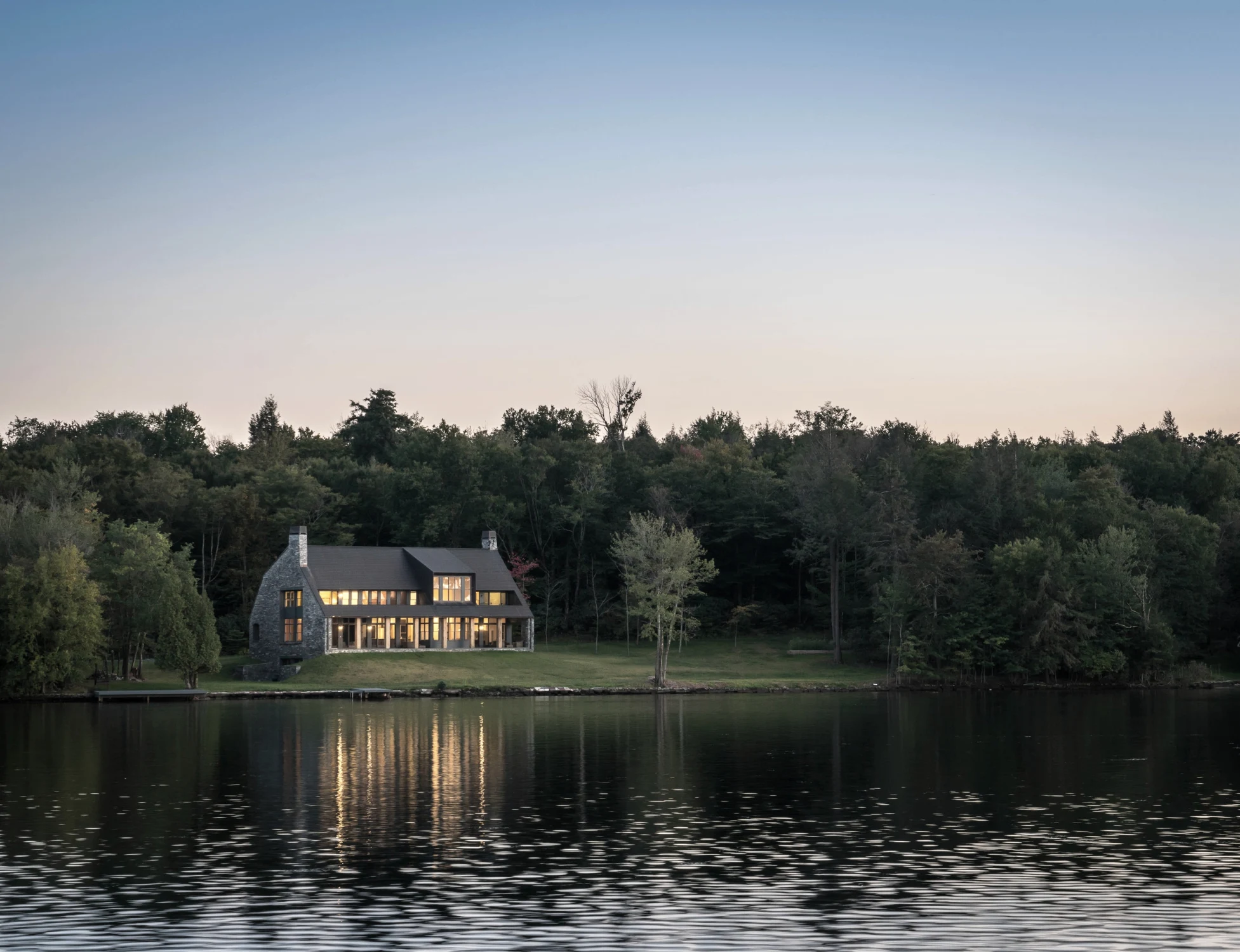 lake, exterior, forest, sunset