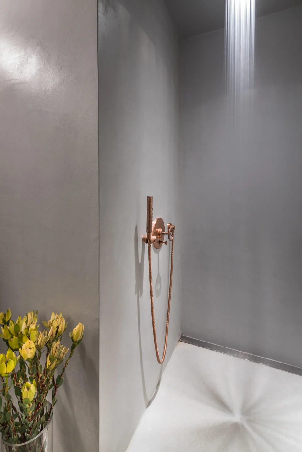 shower, brass, rain shower, flowers