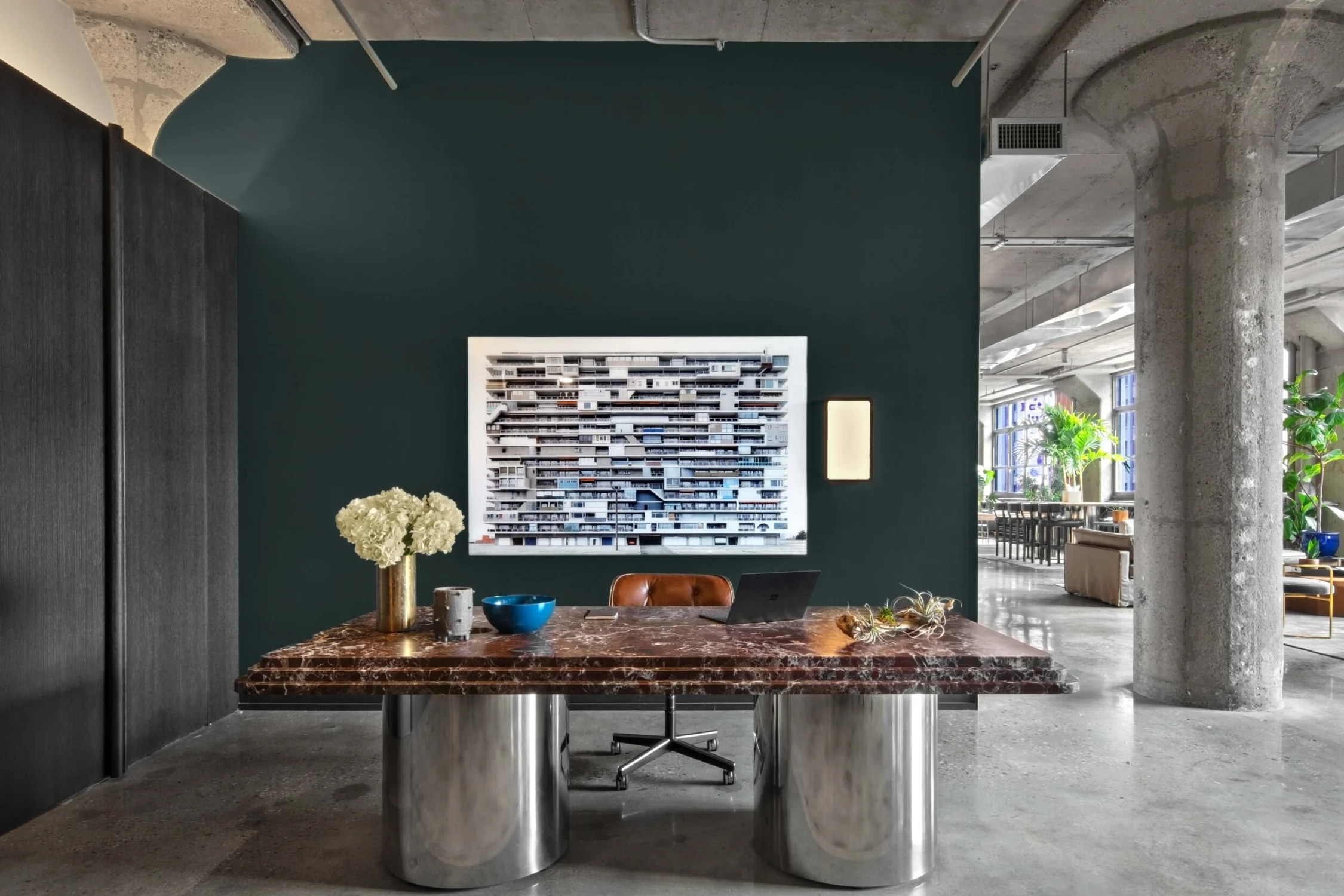 reception, marble, column, silver, art