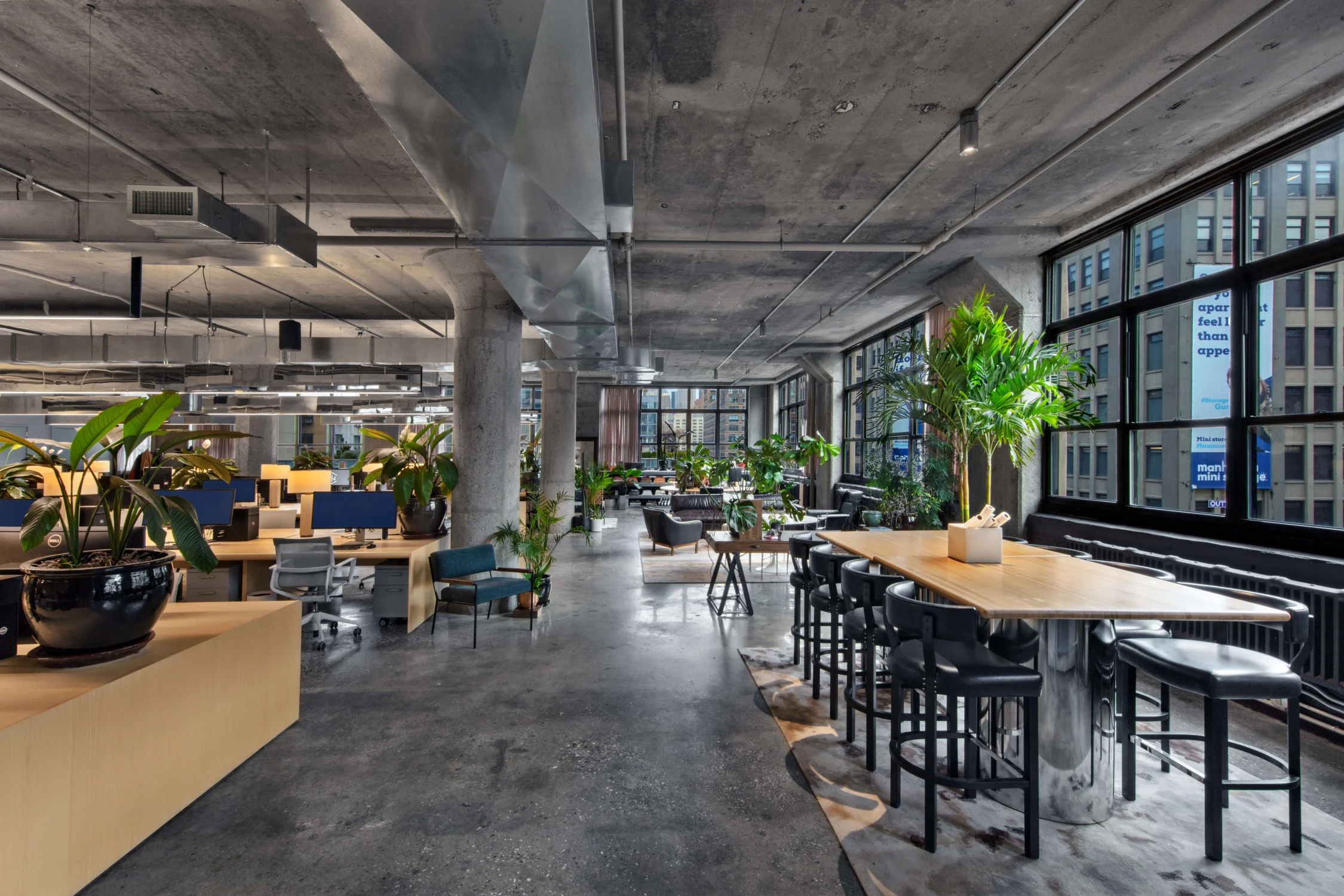 office, columns, tables, desks