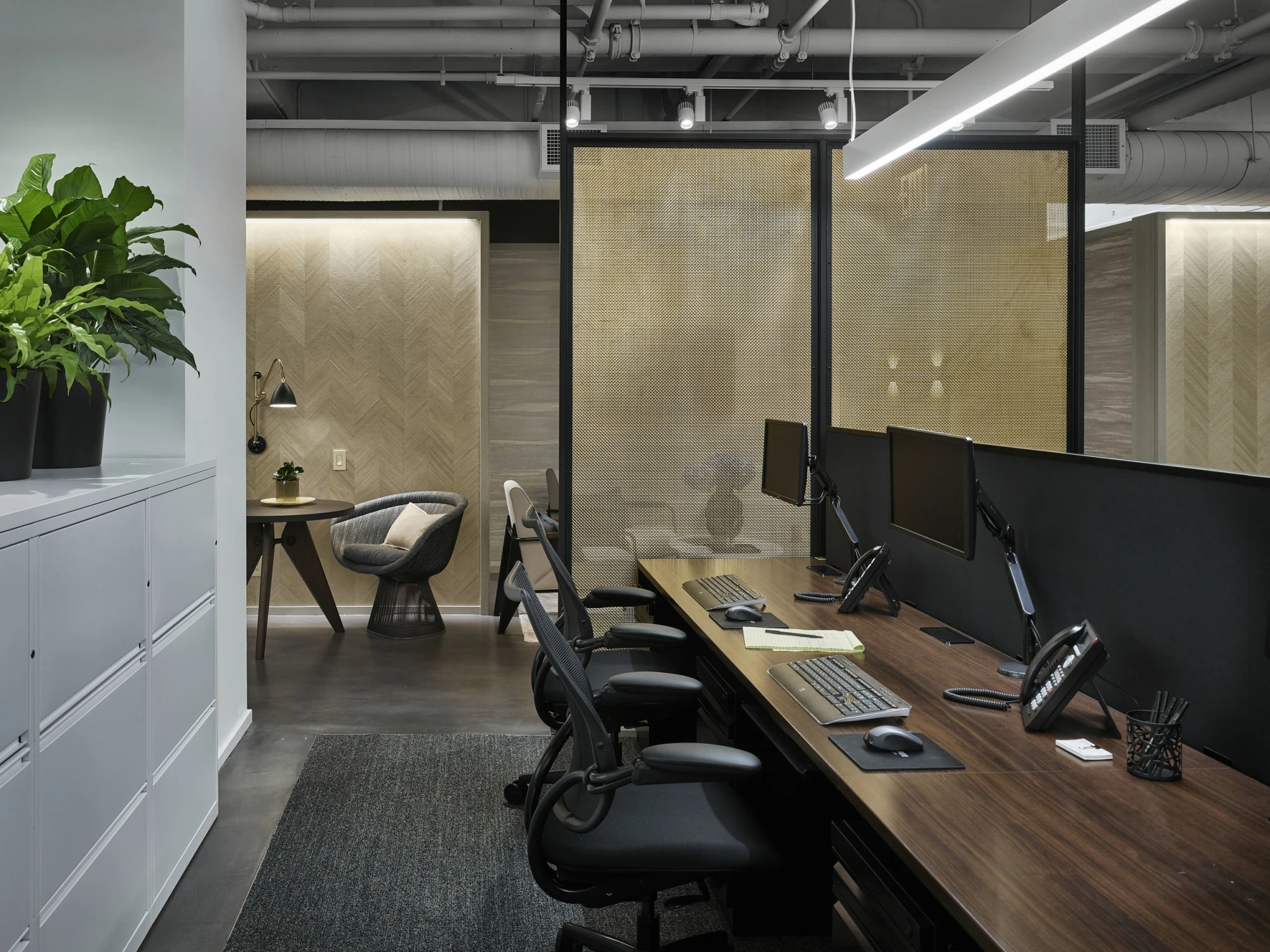 DESKS, wood, screens, cabinets