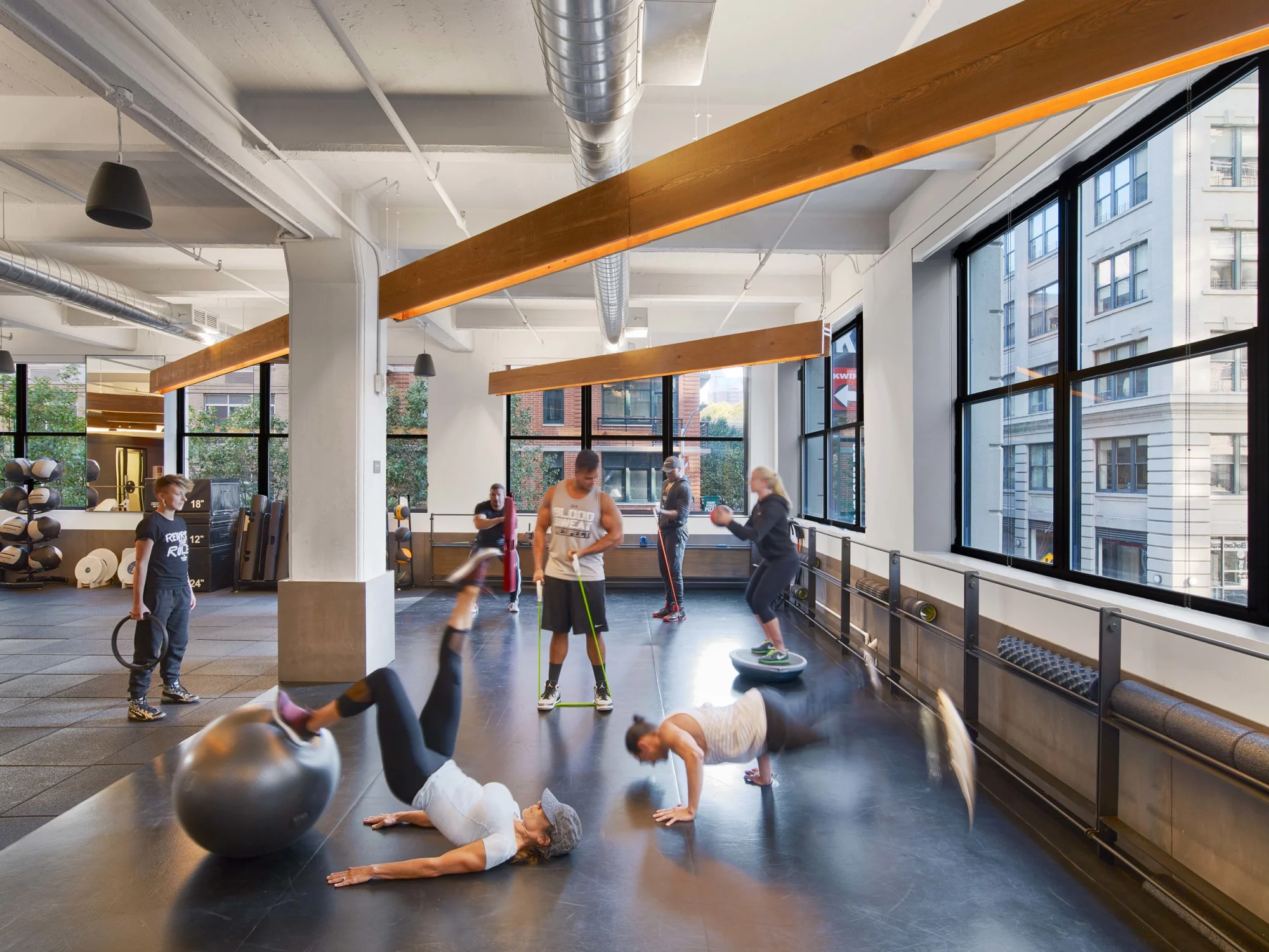 stretch, mirror, wooden beam, windows