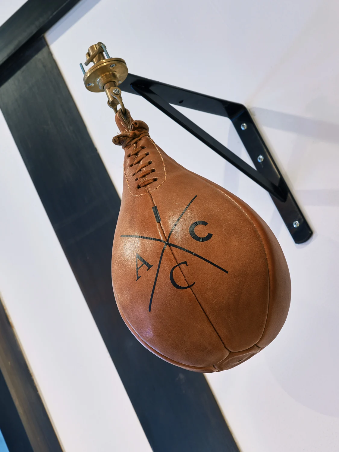 punching bag, brown, leather, metal
