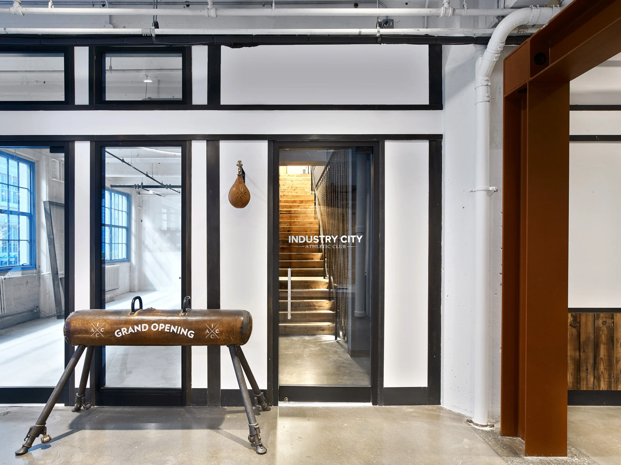 pommel horse, industry city, gym, metal