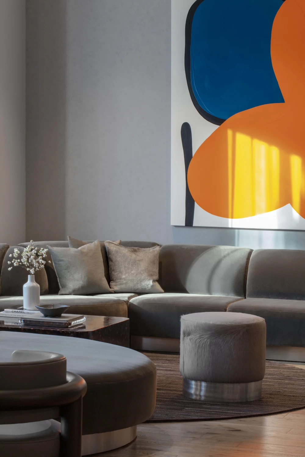 painting, sofa, coffee table, carpet