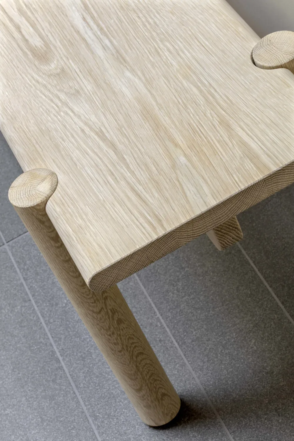 bench, wood, light, tile