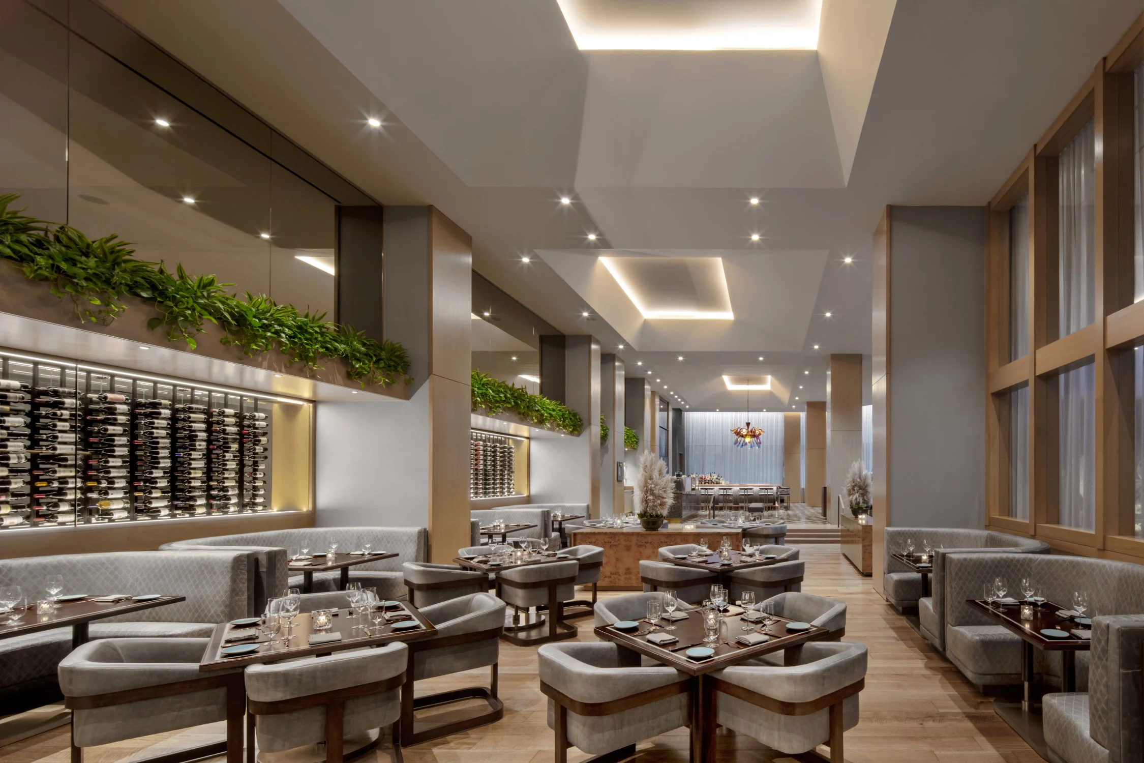 tables, restaurant, plants, boothes