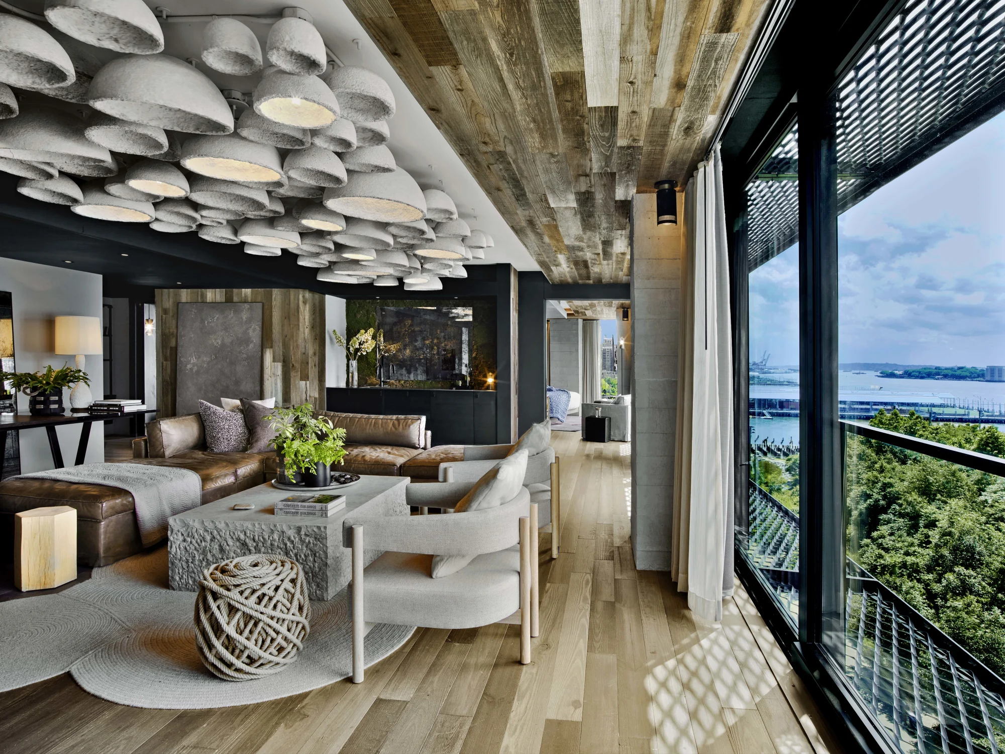 Suite, living room, lighting, wood,Coffee table,Balcony,Side table,Throw pillows,Sofas