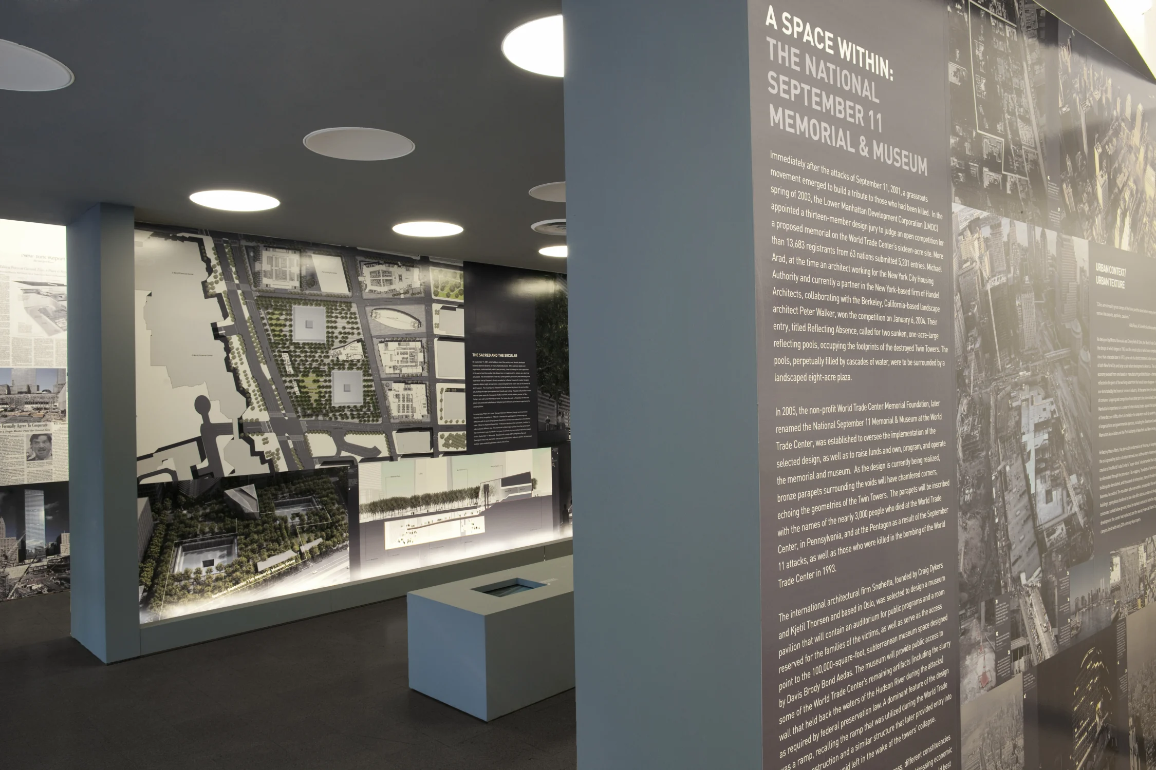 world trade center exhibit, photographs, text