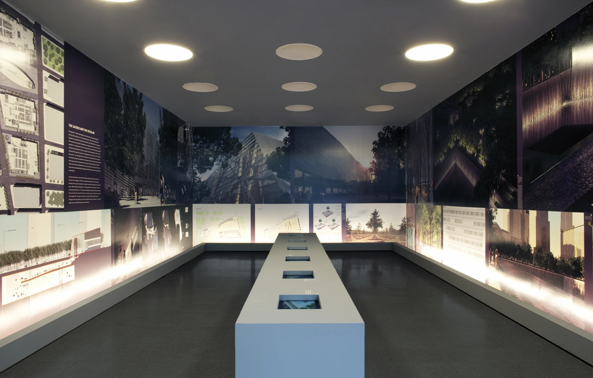 world trade center exhibit, photographs, main room
