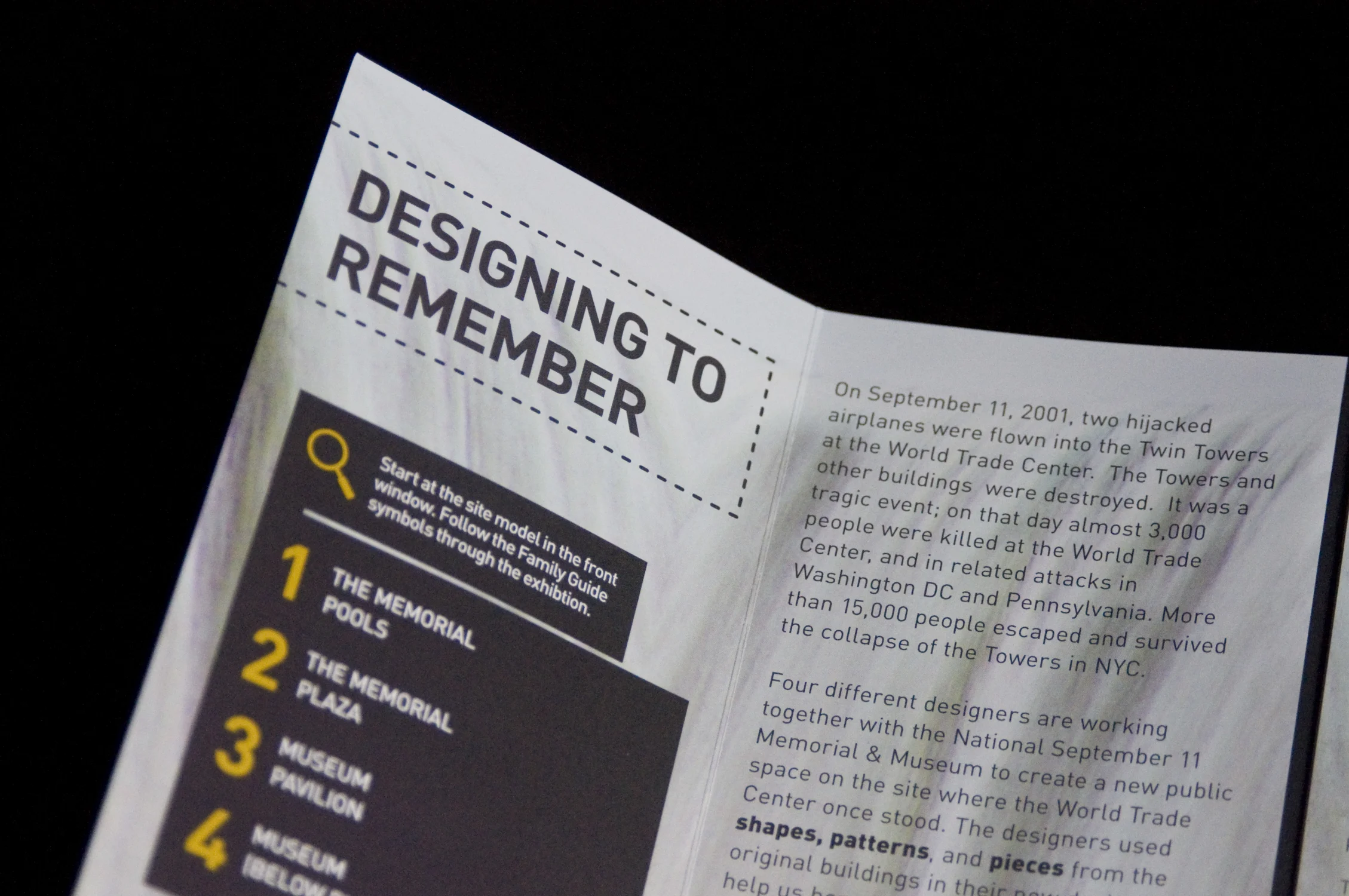 world trade center exhibit, booklet, detail