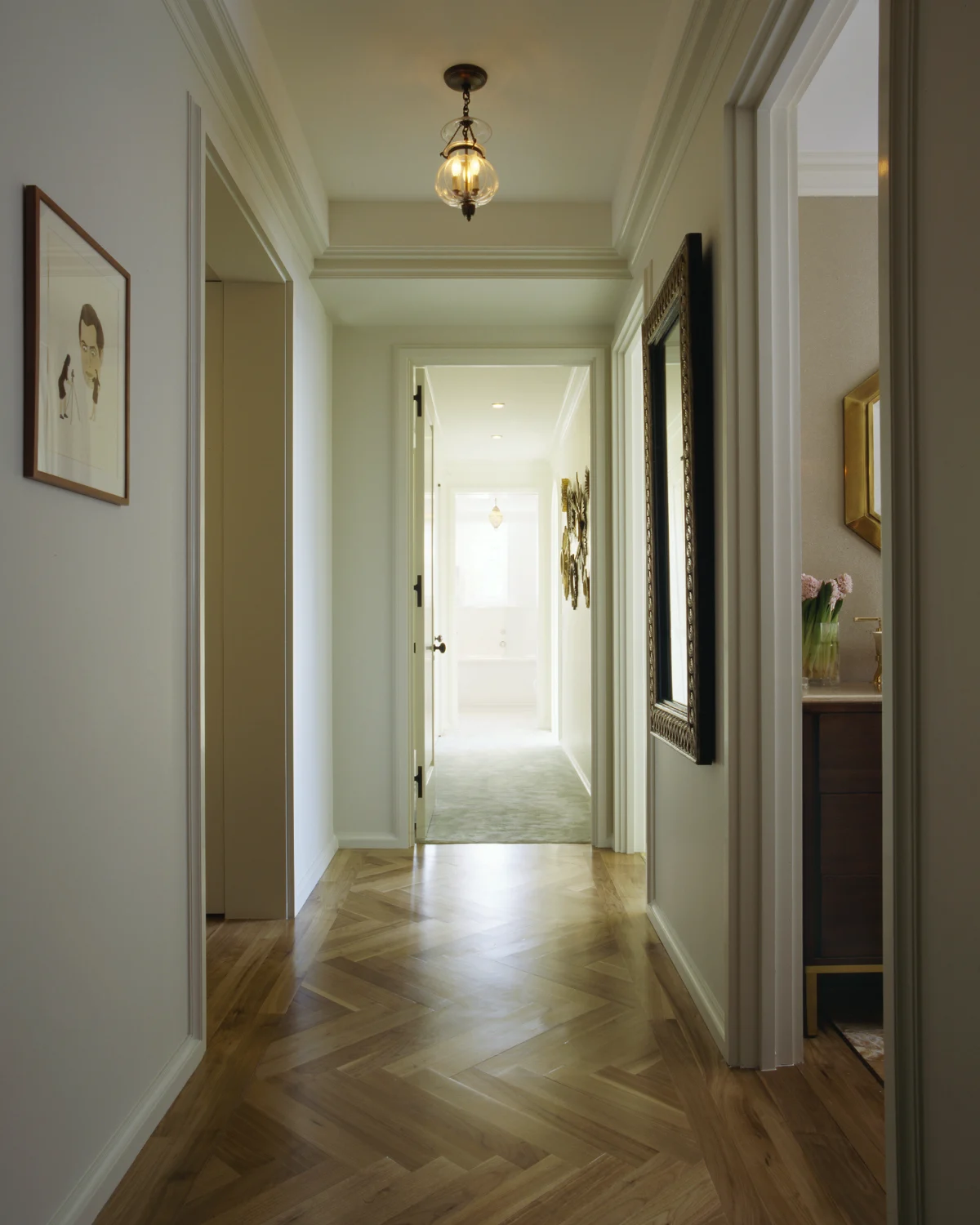 hallways, wood flooring, doors