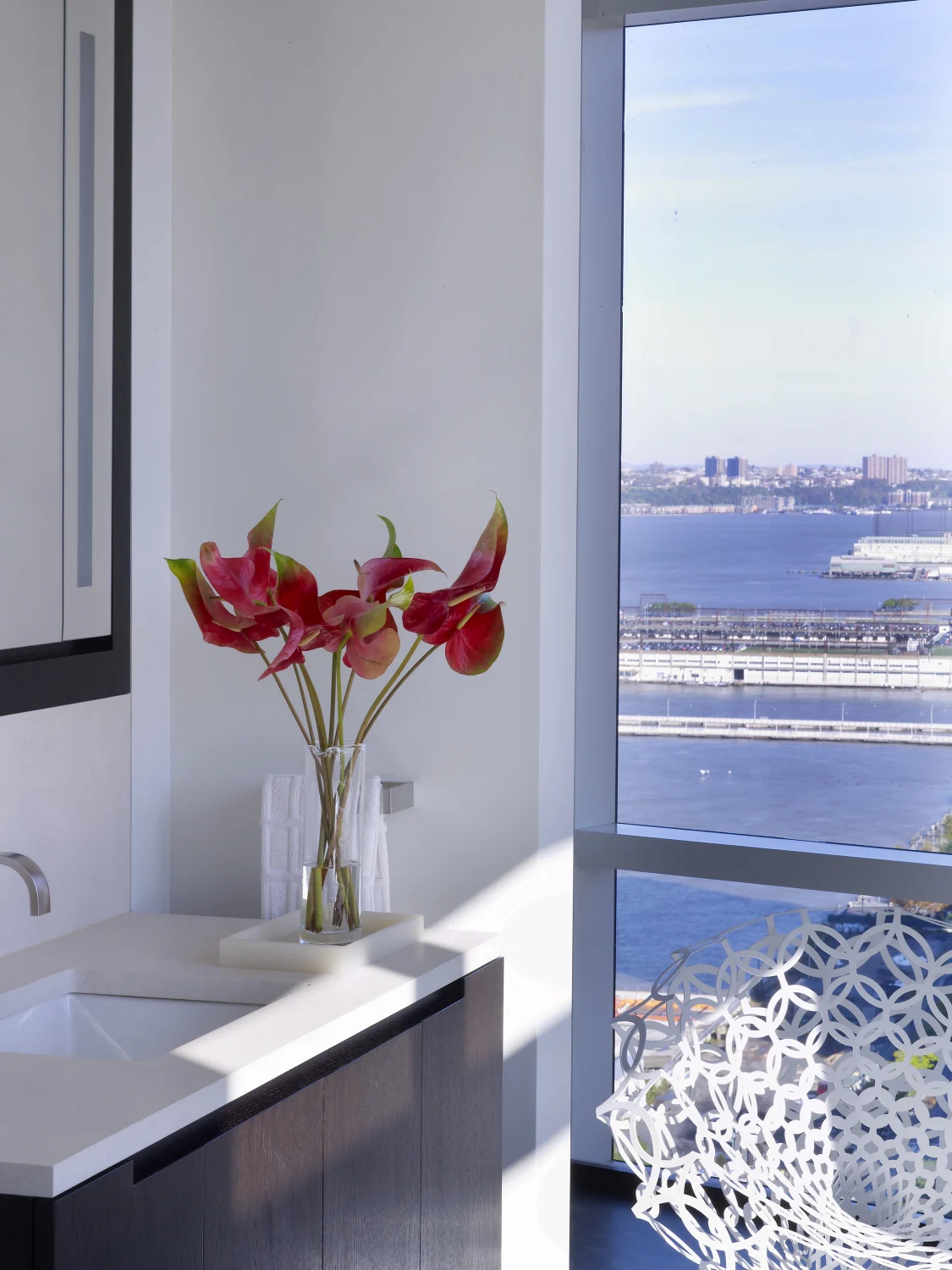 bathroom, sink, river view