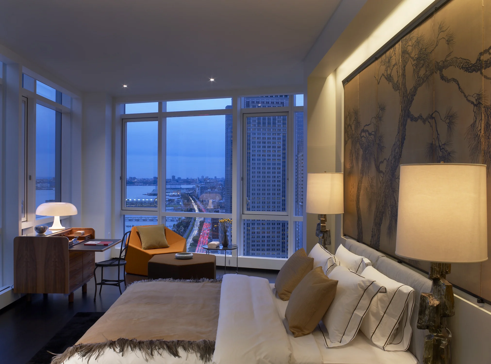 BEDROOM, bed, skyline, art