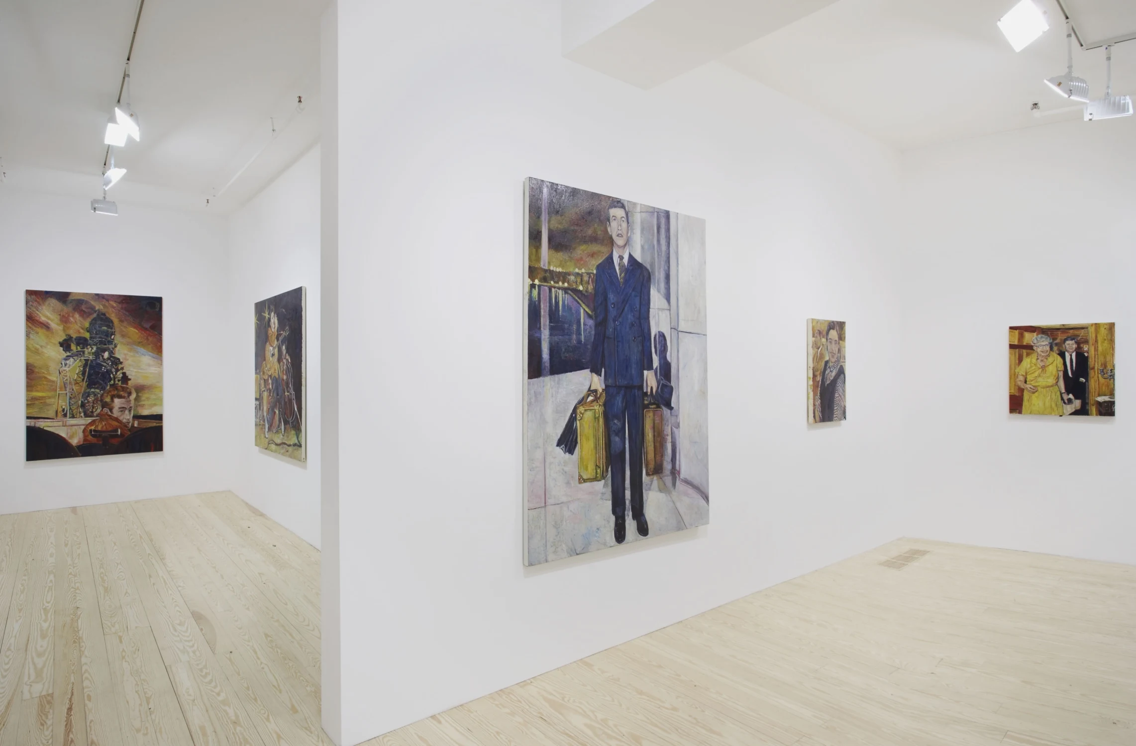 art, gallery, white, light wood