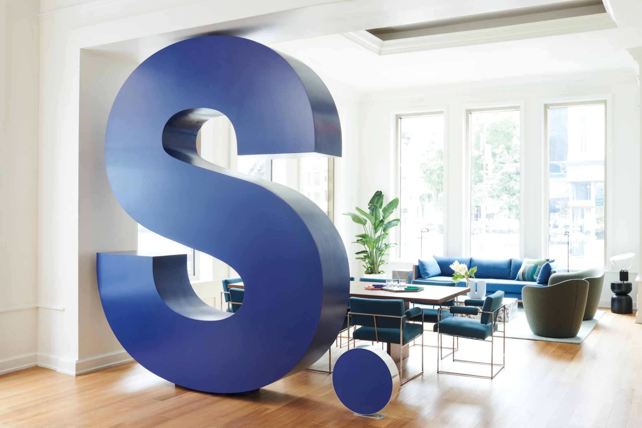 letter, blue, living room, windows