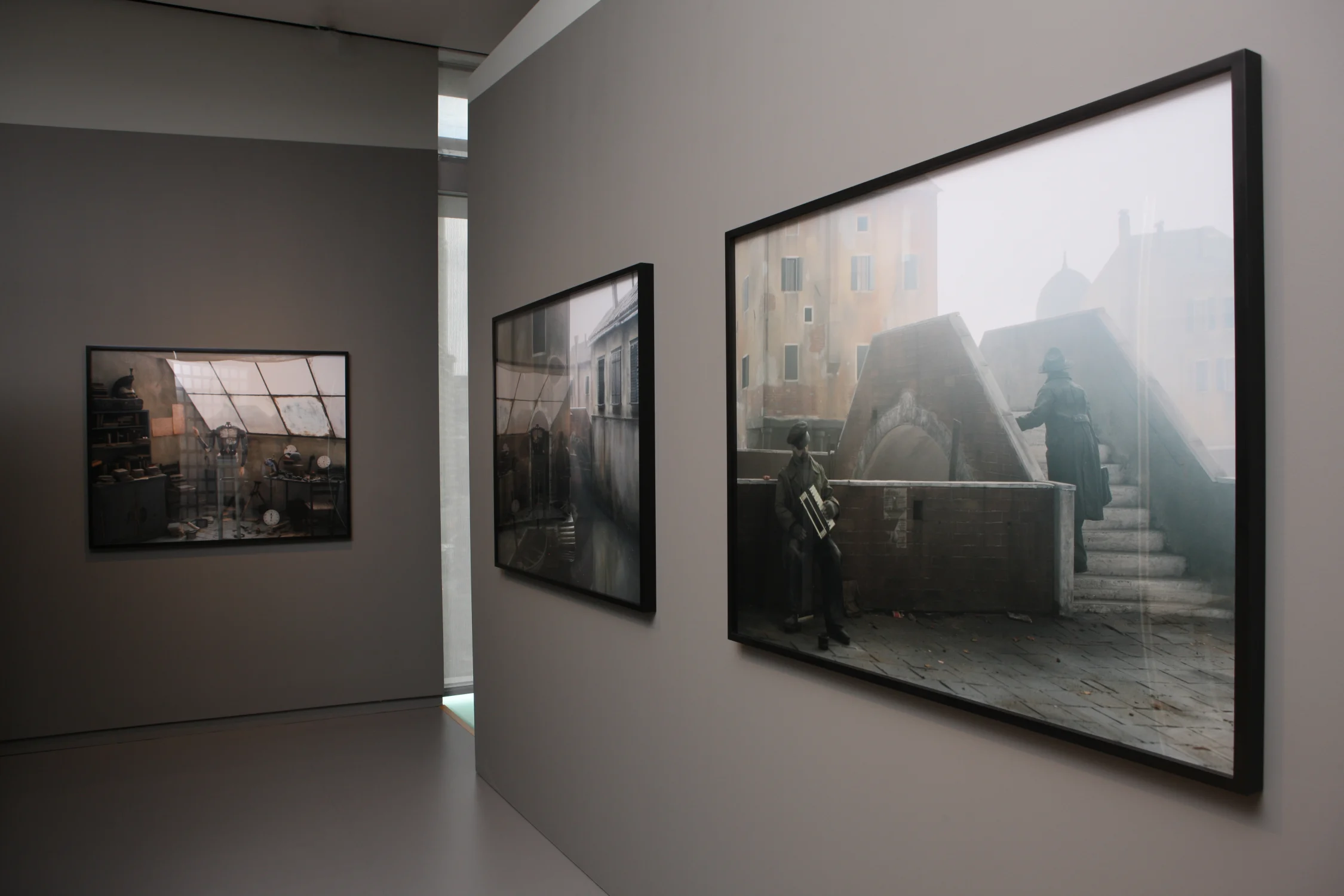 gray, walls, photographs, art