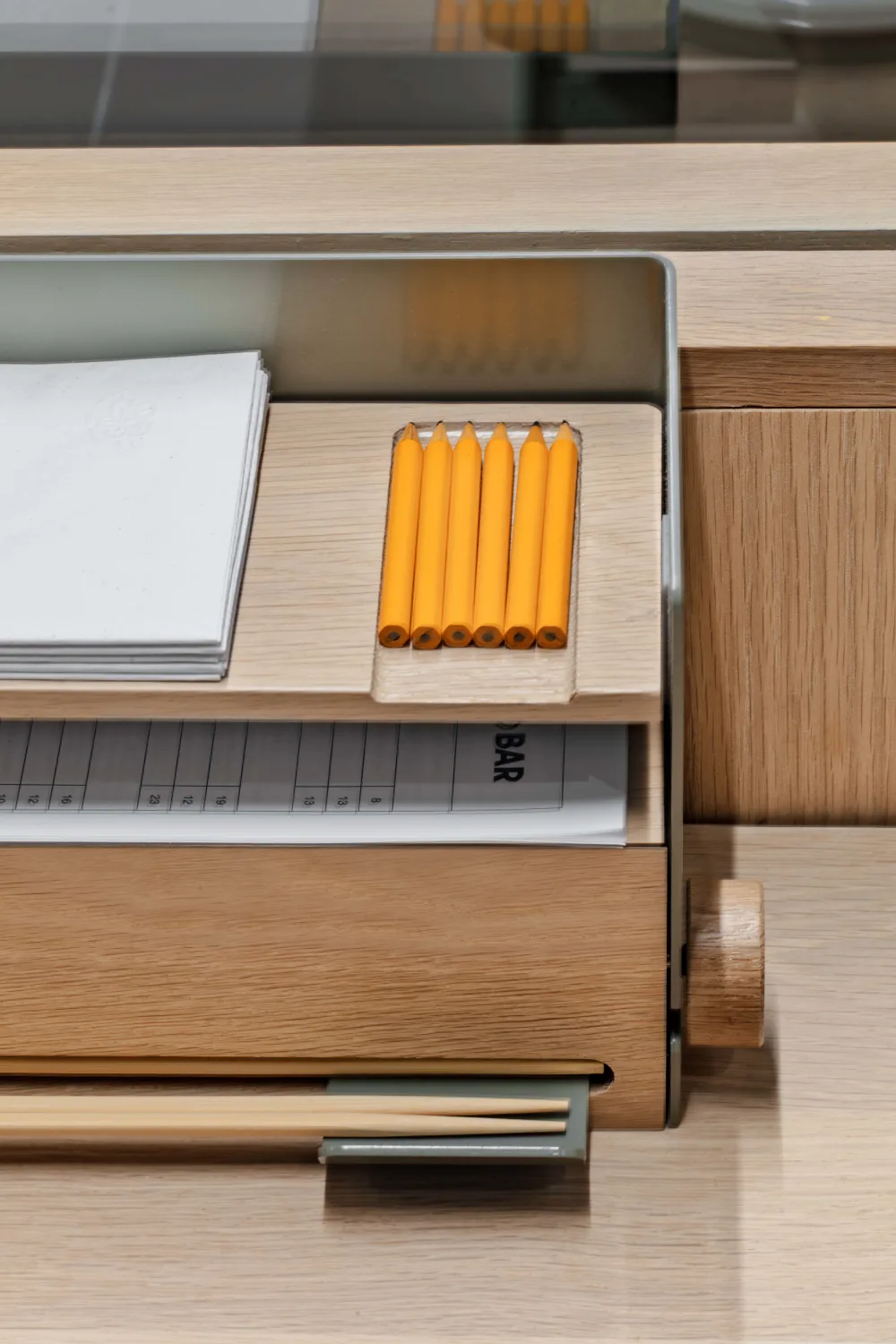 MATERIALS, pencils, chopsticks, menu