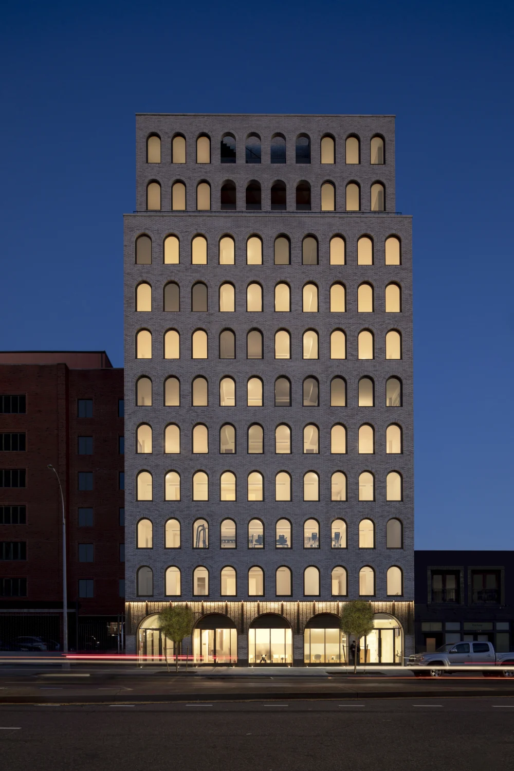 night, arches, windows, exterior