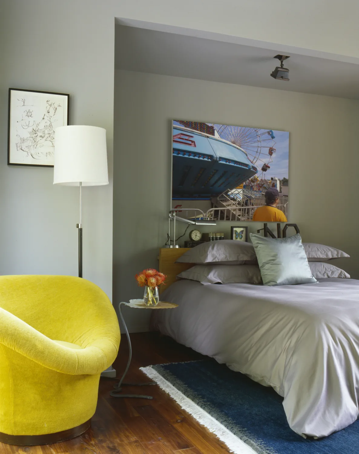 BEDROOM, armchair, art, carpet