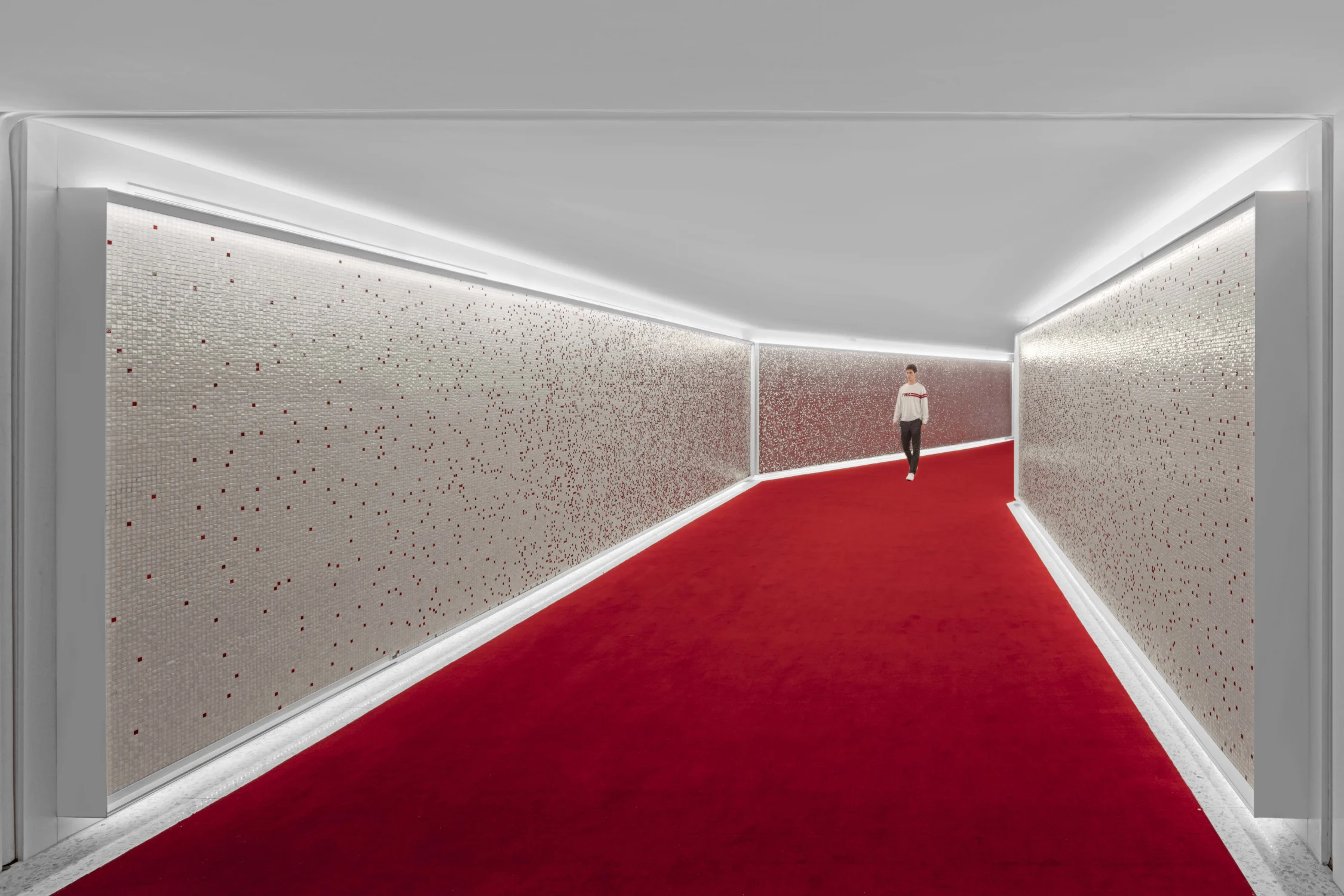 COORIDOR, hallway, red, carpet, metal